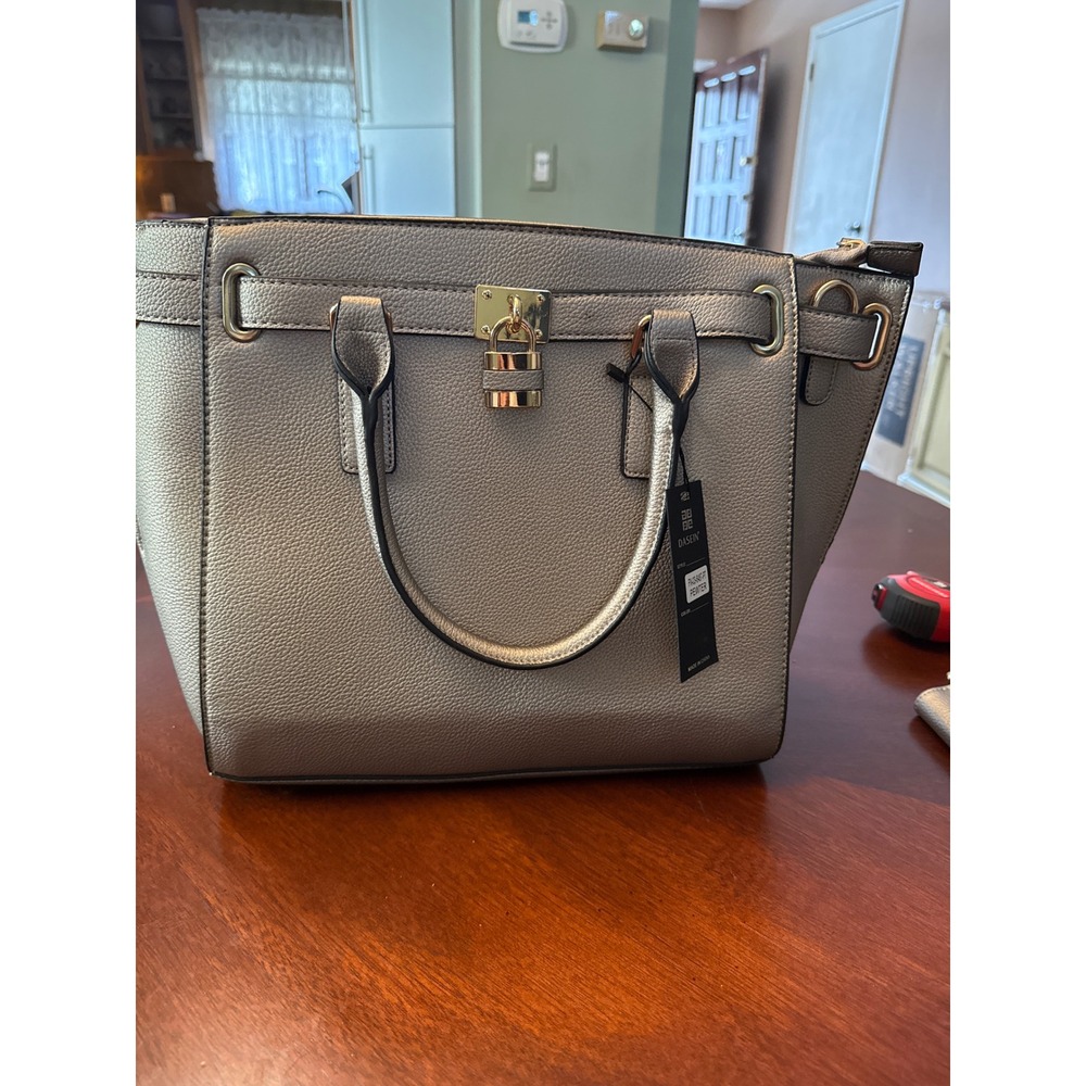DASEIN Gray Satchel Handbag with Matching Wallet Crossbody Strap. Minimalist Y2K